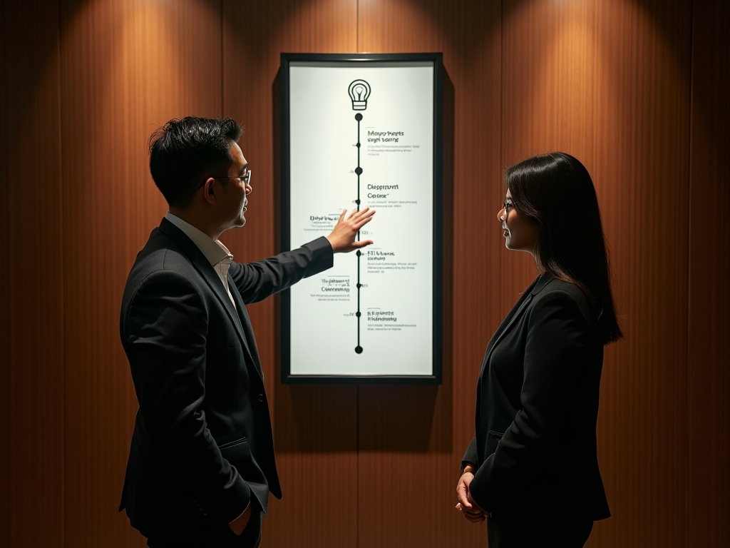 Business growth timeline visualization with key milestones